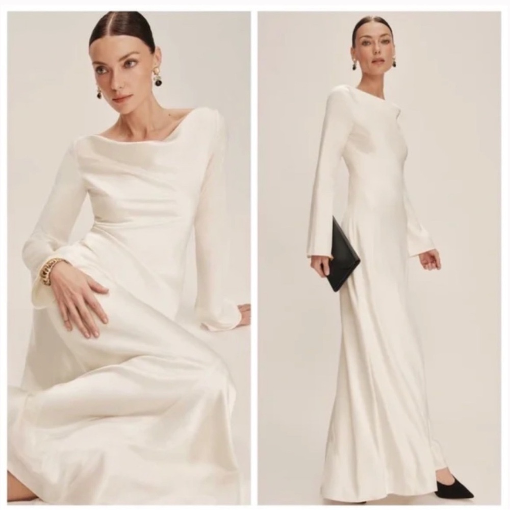 Elegant White Long Sleeve Dress